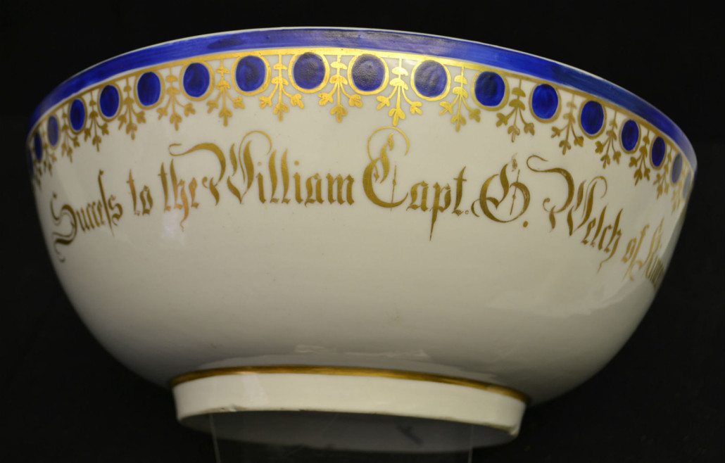Chinese Export bowl presented to Confederate Capt. William G. Welch, commander of Gano's Guards, 29th Texas Cavalry. Estimate: $1,500-$3,000. Keystone Auction image