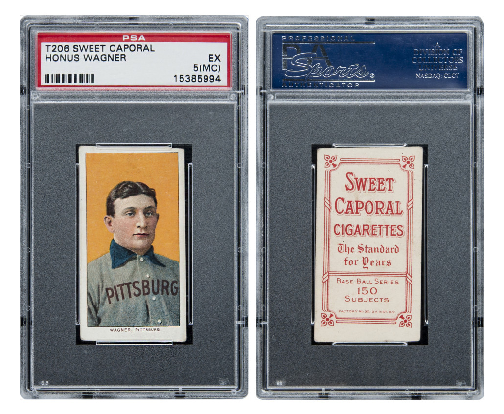 Honus Wagner 1909-1911 T206 white-border baseball card originally issued as a premium with Sweet Caporal Cigarettes. Sold for $3.12 million by Goldin Auctions. Image courtesy of Goldin Auctions