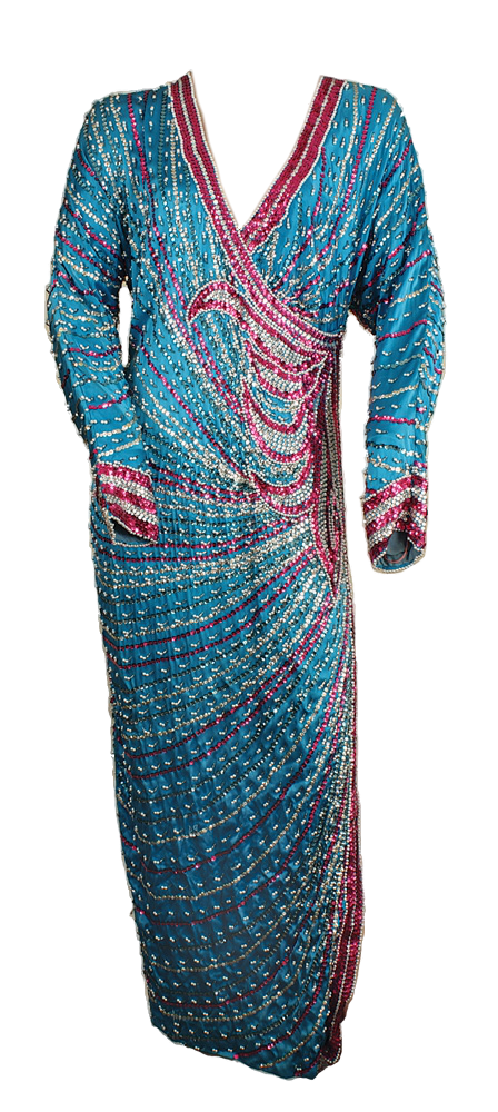 Full-length beaded dress custom-made for Princess Diana by Andre Van Pier. Premiere Props image
