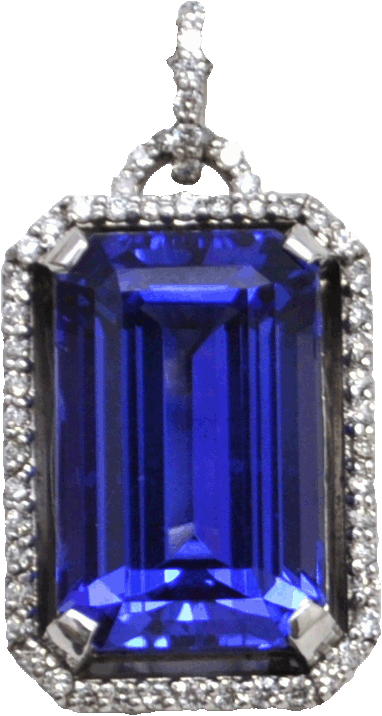Tanzanite and diamond pendant, 14K white gold. Estimate: $25,000-$30,000. Charleston Estate Auction image 