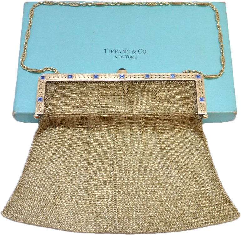 Tiffany & Co. gold mesh purse with sapphires. Estimate: $8,000-$10,000. Charleston Estate Auctions image 
