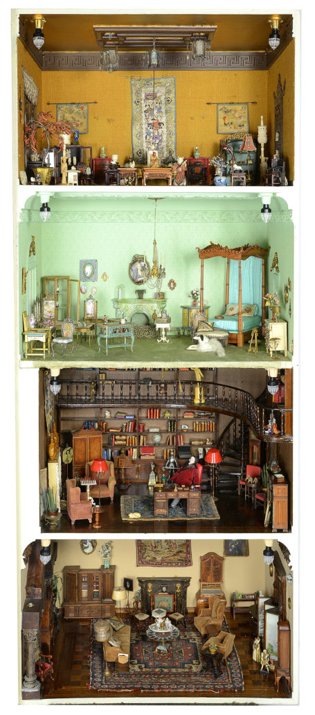 Four rooms from the historical Mother Larke's Miniature Collection, first exhibited at the California Pacific International Exposition of 1935 and later at San Francisco’s fabled Cliff House