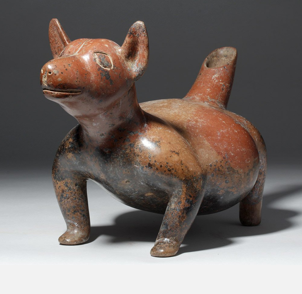 Large, very fine Colima pottery dog vessel, Western Mexico, circa 300 BCE to 300 CE, est. $5,000-$7,500