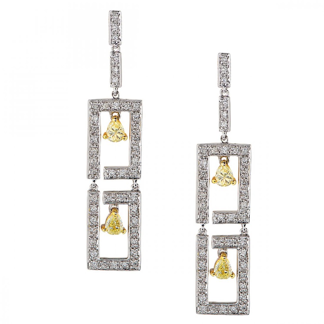 Two-tone diamond earrings in 18K white gold. Estimate: $2,500-$4,000. Jasper 52 image