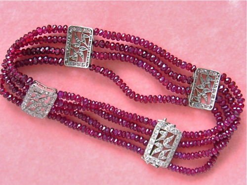 Antique style estate diamond faceted ruby beads bracelet. Estimate: $3,000-$4,000. Jasper52 image