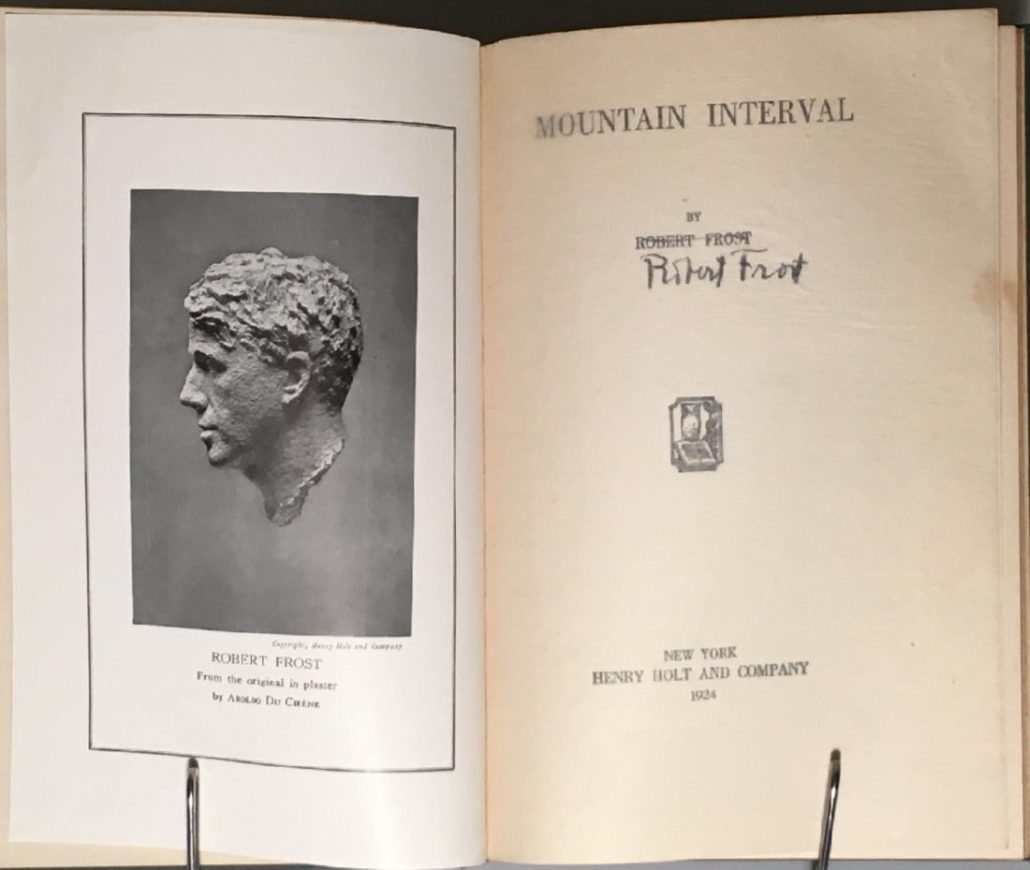 ‘Mountain Interval,’ signed by poet Robert Frost, published by Henry Holt, 1924 printing (first published in 1916). Estimate: $1,000-$1,500. Jasper52 image