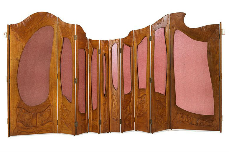After Antoni Gaudi  folding screen. Sold for: $25,000. Rago Arts and Auction Center image 