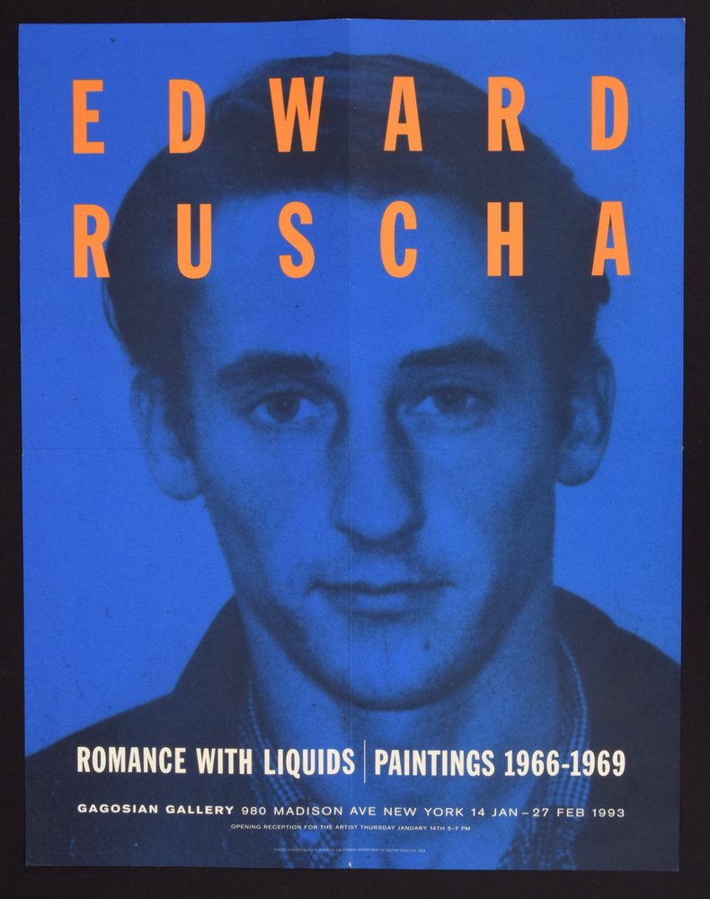 Edward Ruscha (American, b. 1937), lot of five books including: ‘Various Small Fires’ (signed first edition, 1964); ‘Twenty-six Gasoline Stations’ (signed second edition); ‘Some Los Angeles Apartments’ (signed, second edition); ‘Records (first edition, 1971), and ‘Rusha’ (signed); plus Ruscha poster for the 1993 ‘Romance With Liquids 1966-1969’ exhibition at Gagosian Gallery, N.Y., and Ruscha poster for his 1975 movie ‘Miracle.’ Estimate: $6,000-$8,000. Palm Beach Modern Auctions image