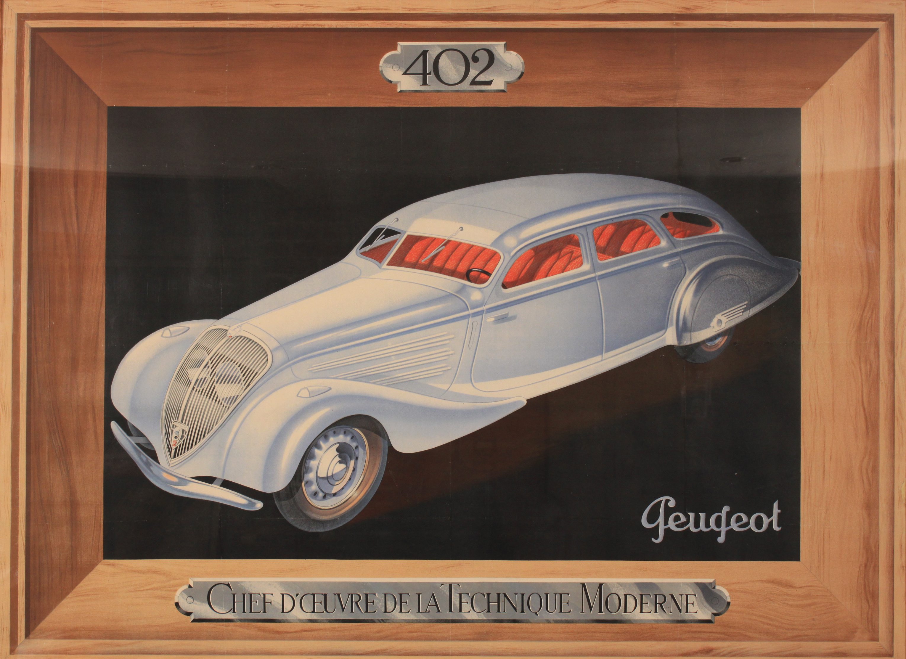 Anon Peugeot 402, original poster printed by Draeger, circa 1935. Onslows image