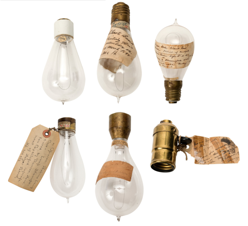Archive of Thomas Edison's lightbulbs that sold together with his laboratory keys for $64,375. Image courtesy of Heritage Auctions