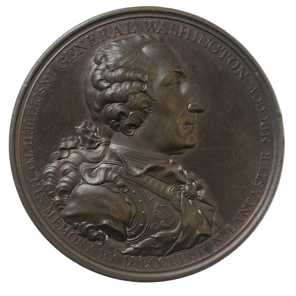 George Washington medal by Thomas Webb for Daniel Eccleston, bronze, 1805. Estimate: $850-$1,000. Roland Auctions NY image