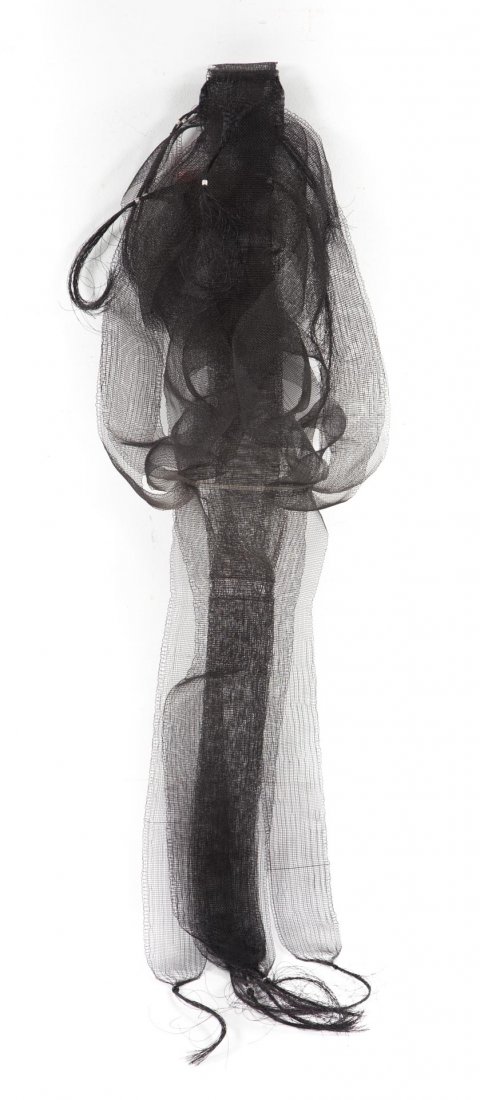 Kay Sekimachi (American, b. 1926), late 20th century, black monofilament, 57 x 14 x 14 inches. Price realized: $7,800. Alex Cooper image