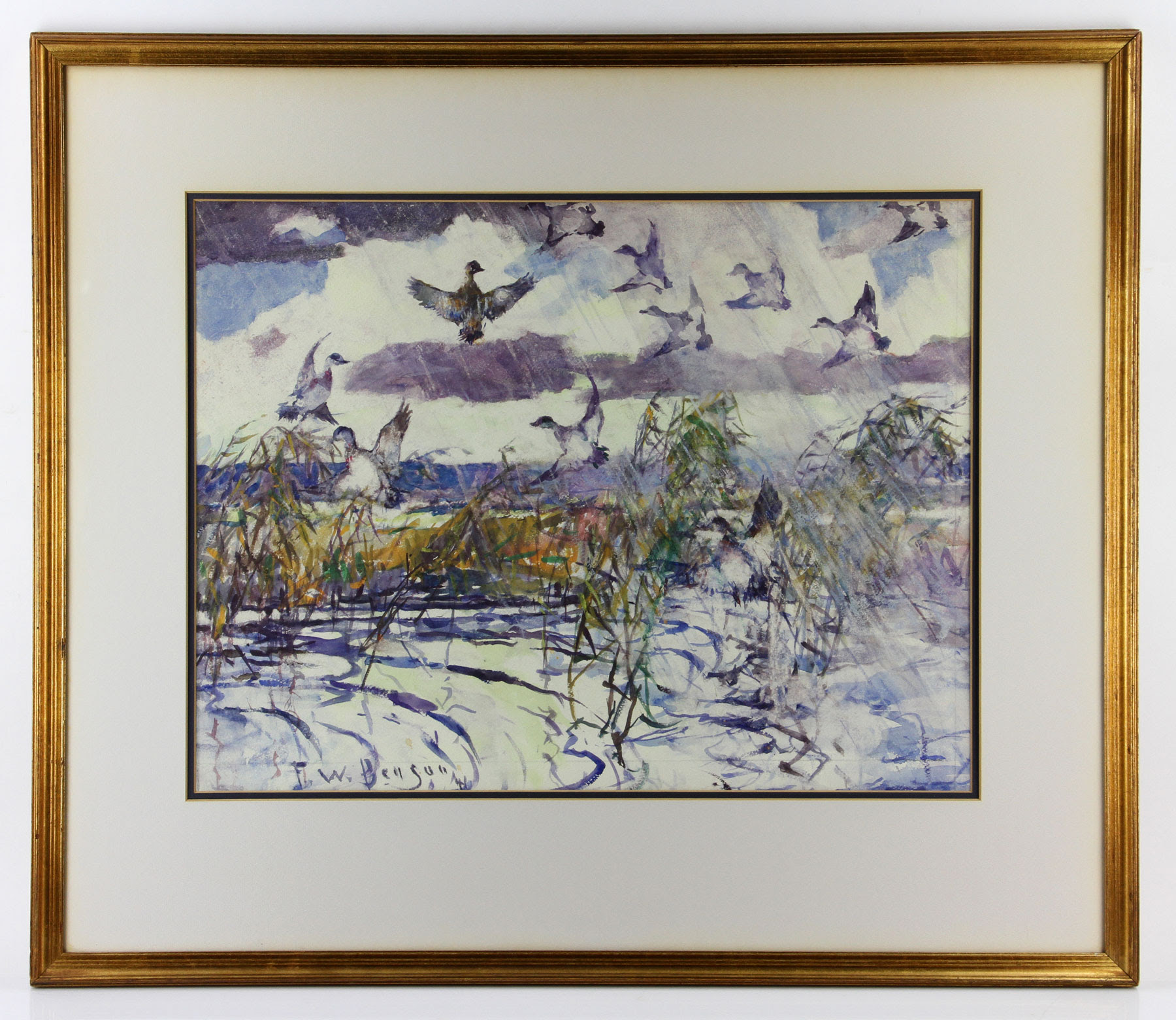 ‘A Good Day For Ducks’ watercolor by Frank W. Benson. Kaminski Auctions image