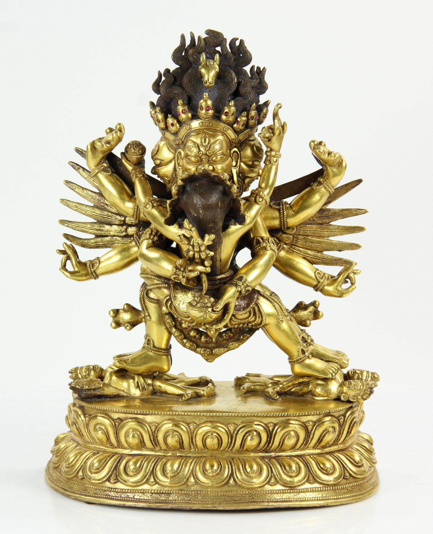 Sino-Tibetan gilt-bronze figure of Yamantaka and Vajravetali. Kaminski Auctions image