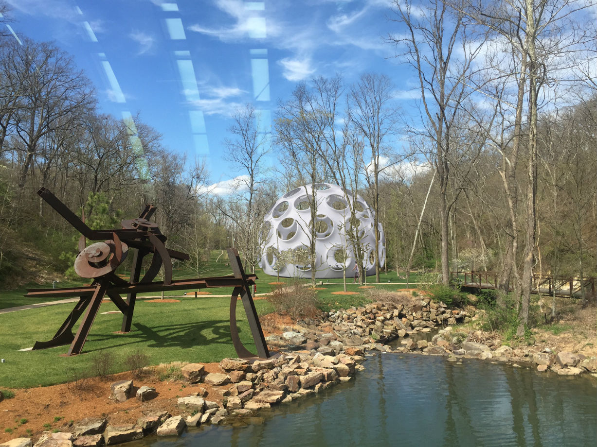 Computer rendering of R. Buckminster Fuller’s ‘Fly’s Eye Dome’ as it will appear on the North Lawn. Image courtesy of Crystal Bridges Museum of American Art