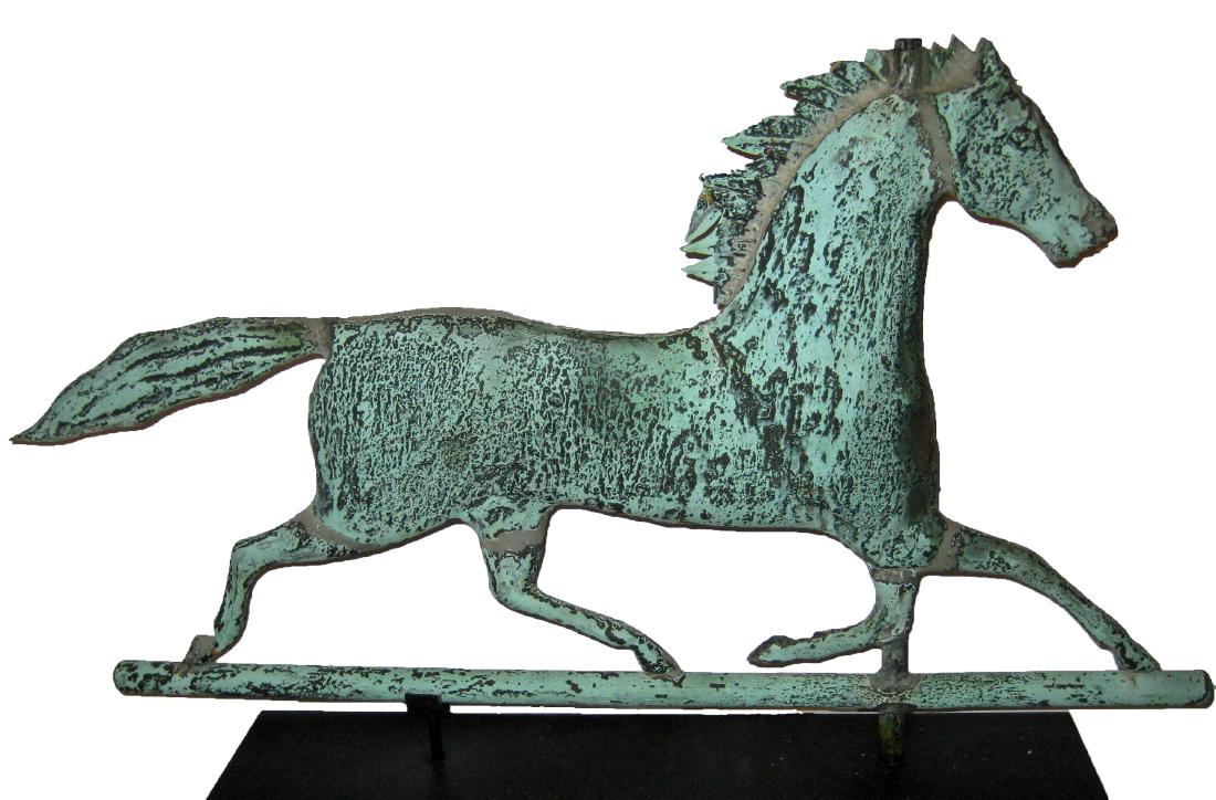Ethan Allen Jr. horse weather vane, W.A. Snow iron works, Boston, 26.5 inches wide x 15.75 inches high, 1885-1910, Estimate: $2,400-$3,200. Jasper52 image