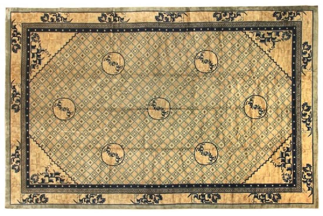 Chinese Peking Art Deco geometric trellis rug, 11 feet 6 inches x 16 feet 10 inches, circa 1950s, hand-knotted wool. Estimate: $4,500-$6,000. Jasper52 image