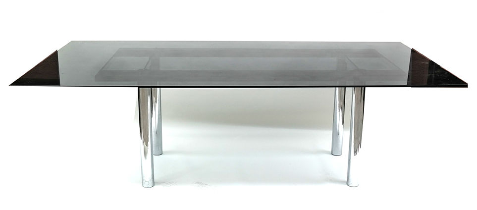 Knoll Andre chrome and glass dining table. Estimate: $800-$1,200. Roland Auctions NY