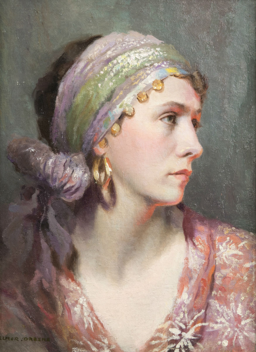 This rose-toned portrait by Boston-based artist Elmer Greene (1907-1964) will be offered at Moran’s January sale with a $1,000/$1,500 estimate. John Moran Auctioneers image
