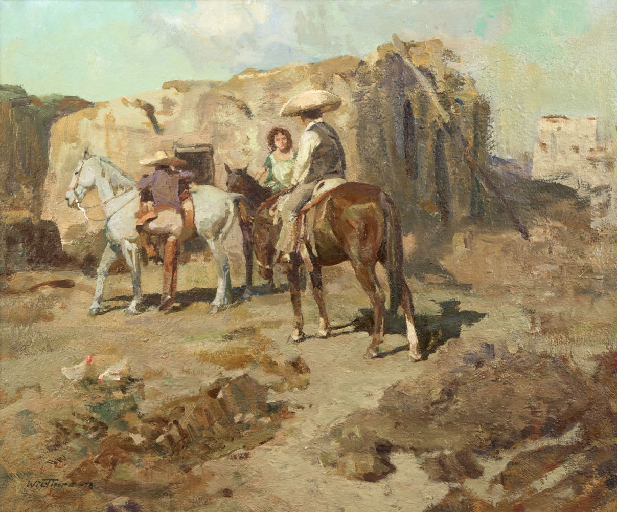One of approximately a half dozen works by 20th century Western painter Wil Timpe consigned from the Los Angeles Goldfield Collection to be featured in Moran’s January Studio auction, ‘South of Nogales’ is expected to realize $800/$1,200. John Moran Auctioneers image
