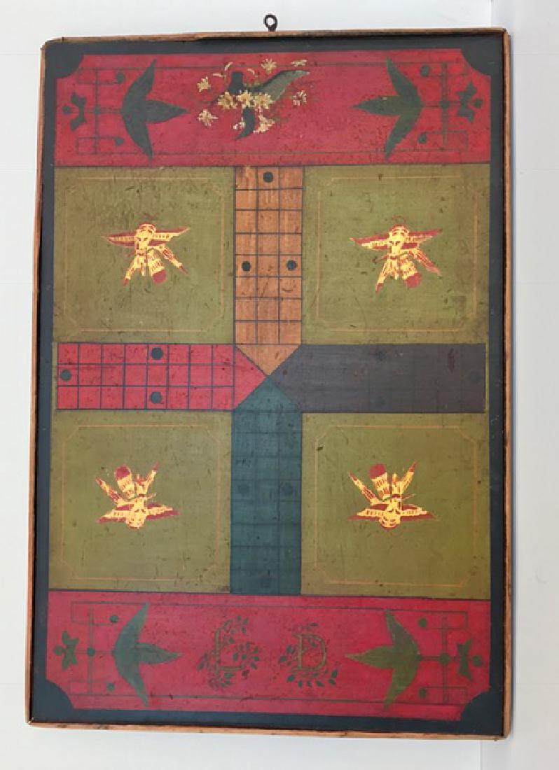Polychrome game board, wood, 1880s, 32 inches x 21.5 inches wide, double-sided. Estimate: $1,200-$2,000. Jasper52 image