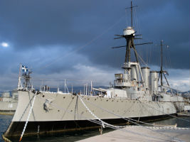 Century-old Greek battleship returns to Athens after repairs