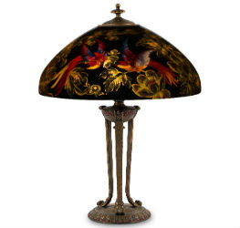Handel table lamps in full feather at Miller &#038; Miller Auctions