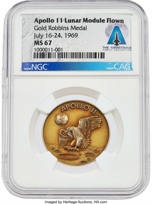 Neil Armstrong’s lunar-flown medal