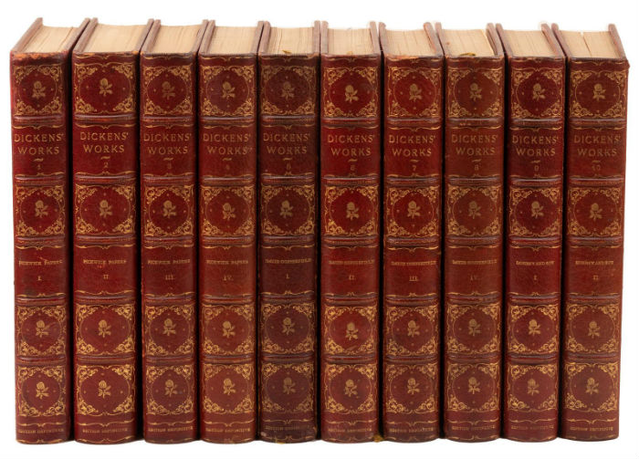 ‘Edition Definitive’ of Charles Dickens’ works in 60 volumes. PBA Galleries image