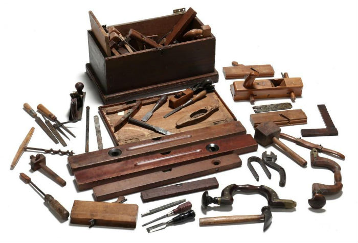 Pair of vintage and antique levels for woodworking carpenter tools