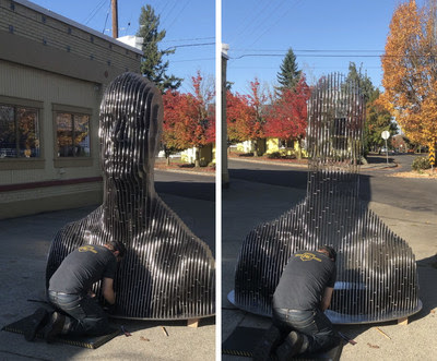 artist creates sculpture
