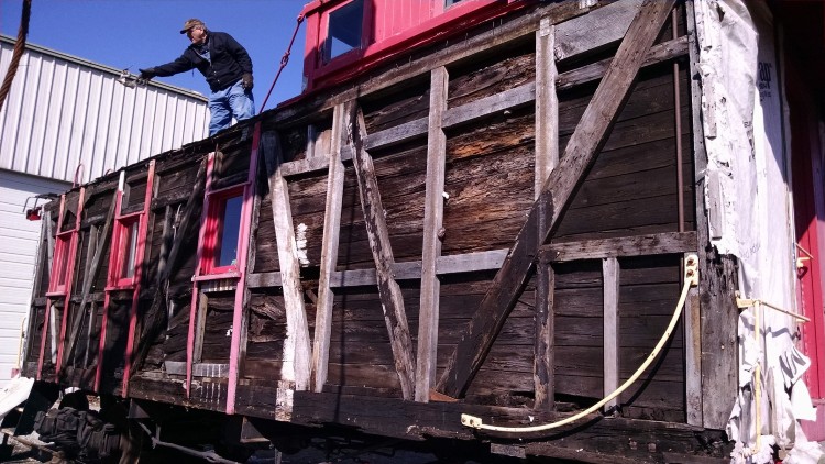 wooden caboose