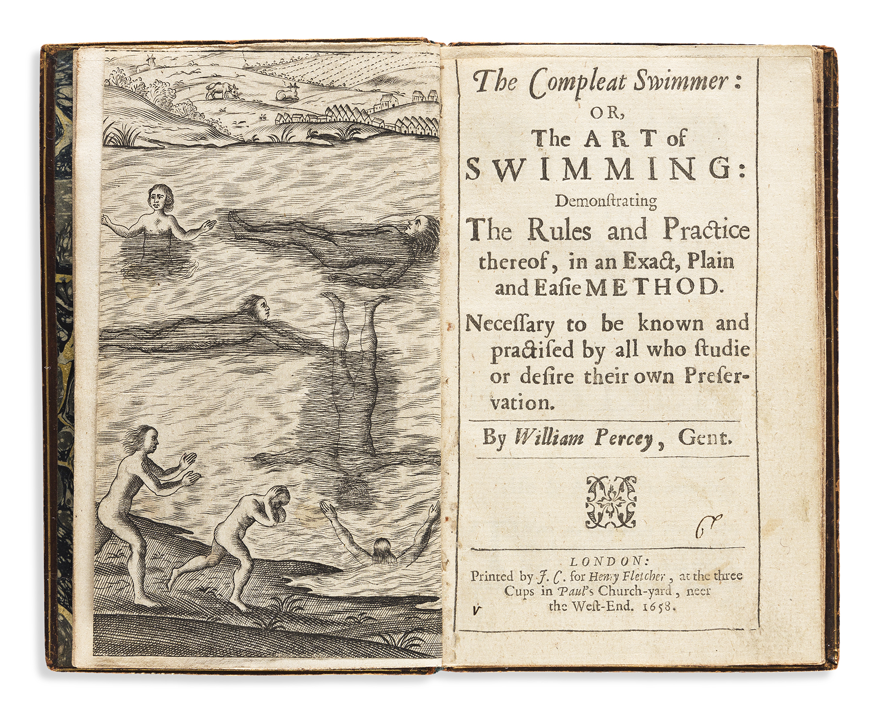 Everard Digby, trans. William Percy, 'The Compleat Swimmer or the Art of Swimming,' first edition, London, 1658, $6,000-$9,000