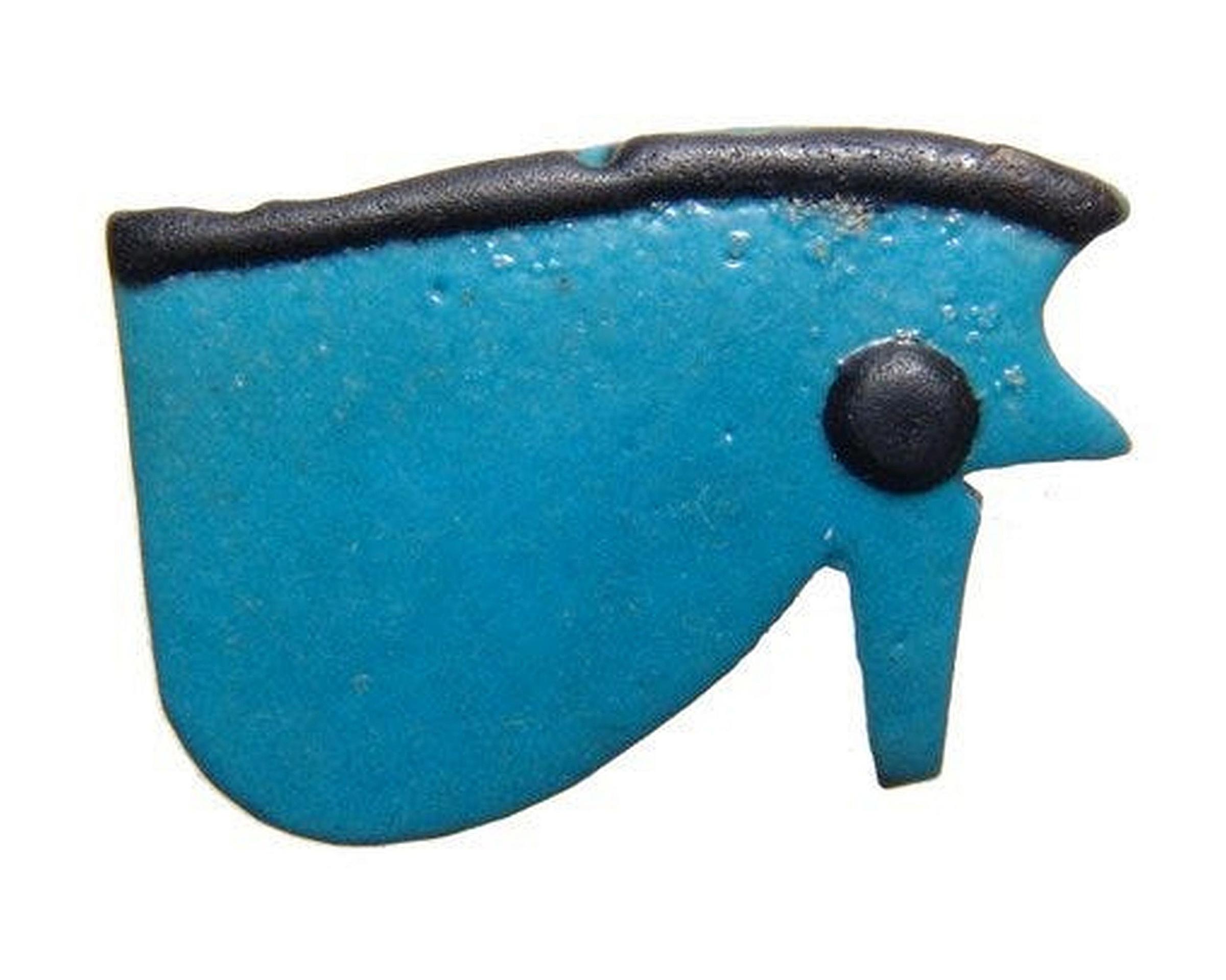 Vibrant Egyptian faience Eye of Horus amulet, c. 1075 - 664 BC, 1¼”, ex Boston Museum of Fine Arts. Realized $800 + buyer’s premium in 2015. Image courtesy Ancient Resource Auctions and LiveAuctioneers.