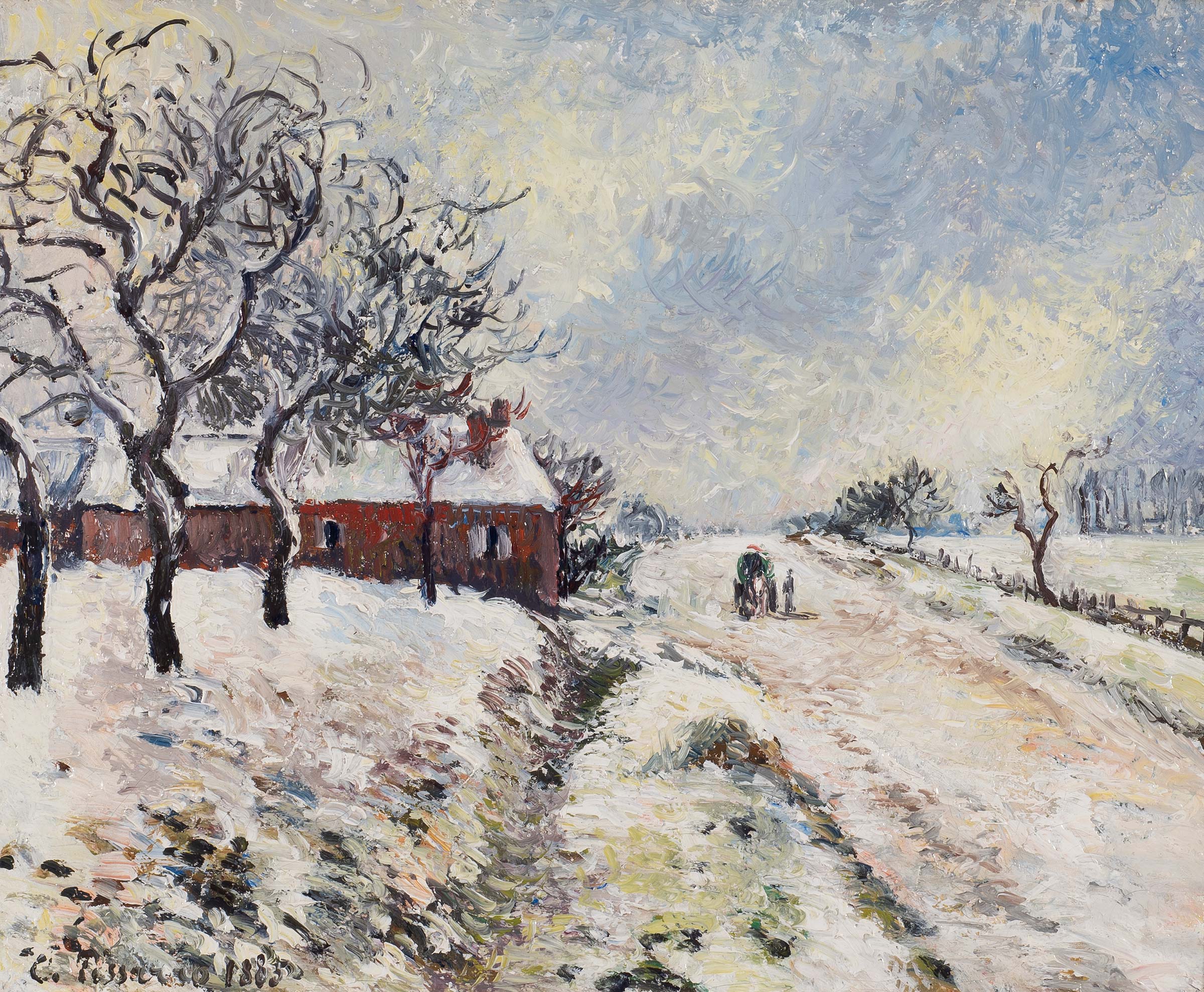 Camille Pissarro, 'Route Enneigée avec Maison.' Image courtesy M.S. Rau.