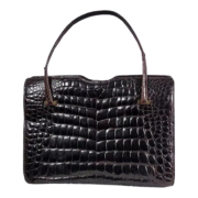 Vintage 1950s-1960s dark brown crocodile skin bag, estimate $100-$150. Jasper52 image