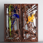 Pair of entrance doors by Albert Paley, glass elements by Martin Blank, 2004. Image courtesy Hindman