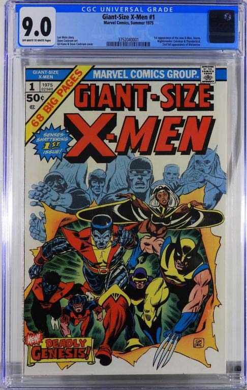 Marvel Comics Giant-Size X-Men #1 (Summer 1975), graded CGC 9.0, $4,000-$6,000). Image courtesy Bruneau & Co. and LiveAuctioneers.com