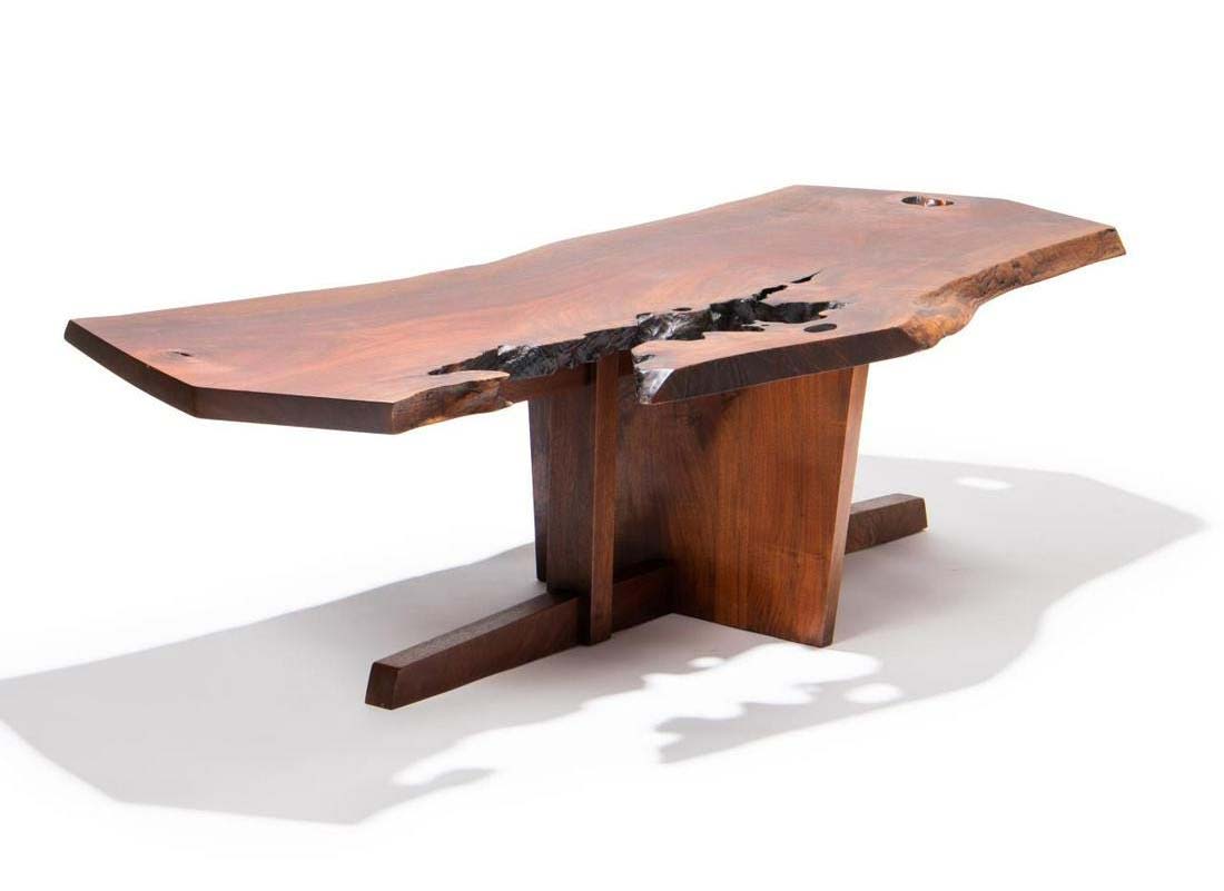 1966 Nakashima walnut Minguren coffee table, $20,000-$30,000. Image courtesy Ahlers & Ogletree 