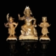 A rare group of gilt bronze figures (Guandi, Guan Ping and Zhou Cang)