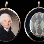 Exquisite portrait miniature of Thomas Jefferson attributed to the British miniaturist Robert Field (1769-1819), along with two locks of hair (one of them Jefferson’s) ($60,000-$500,000).
