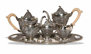 Thai Silver Tea Service, $2,500-$3,500. Image courtesy Oakridge Auction Gallery