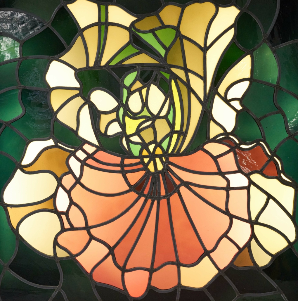 Lowell Nesbitt’s stained glass light box, ‘Iris,’ estimated at $400-$600