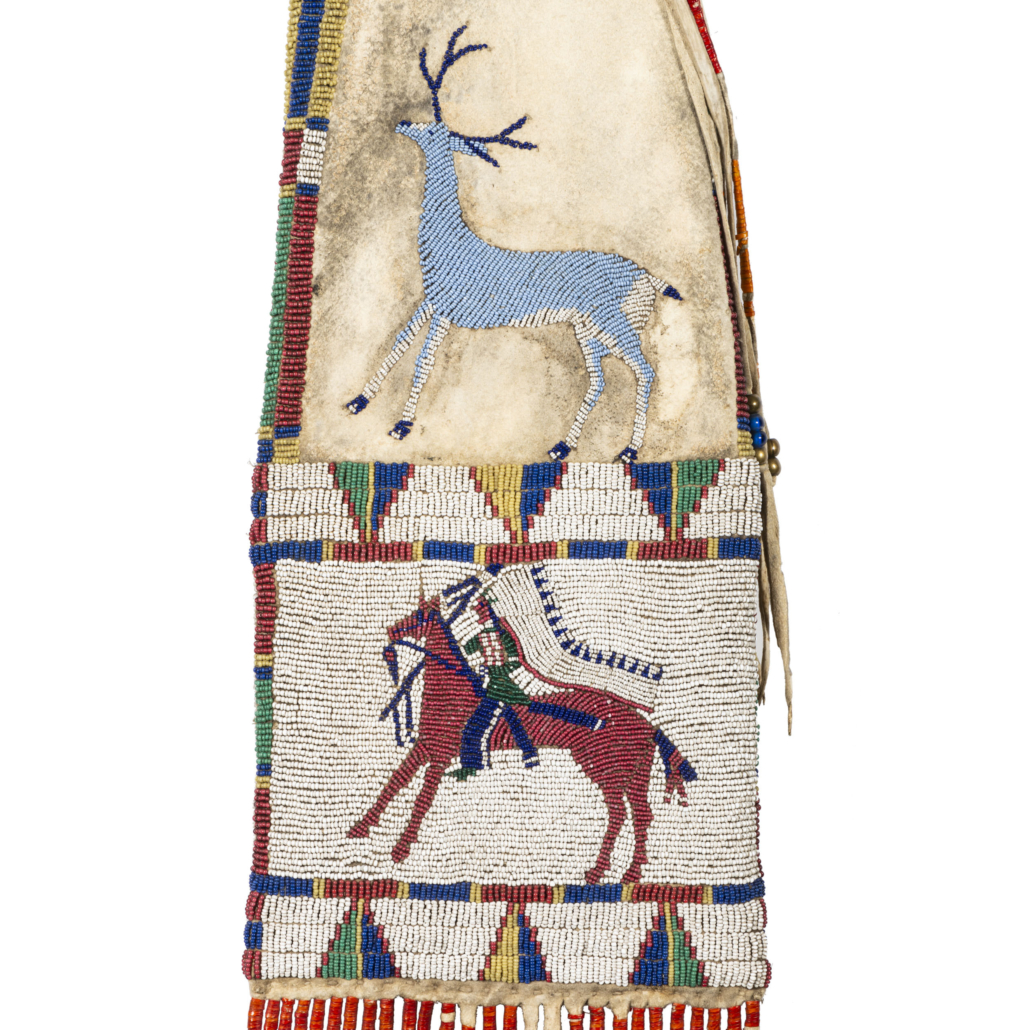 Edith Claymore (Miniconjou, 1858-1910) attributed Cheyenne River pictorial tobacco bag that sold for $100,000