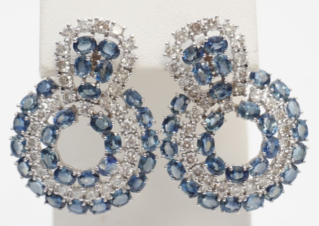 Sapphire and diamond earrings, estimated at $10,000-$12,000