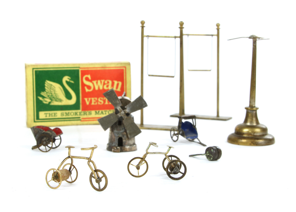 Collection of flea circus props and memorabilia from Professor Len Tomlin's Flea Circus, aka ‘The Smallest Show On Earth'