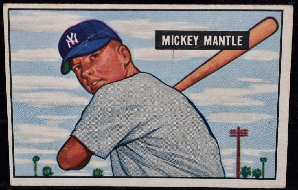 Bowman Mickey Mantle rookie card from 1951