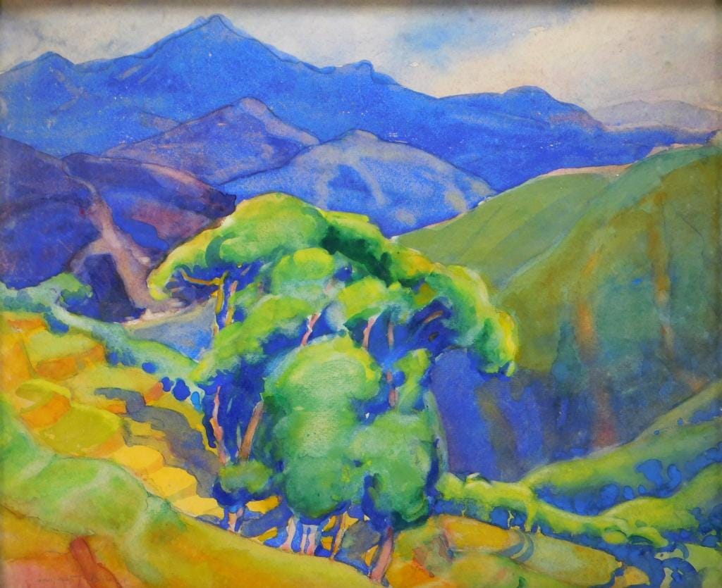 Margaret Jordan Patterson (Massachusetts, 1867-1950), ‘Hills with Chestnut Trees’, estimated at $800-$1,200