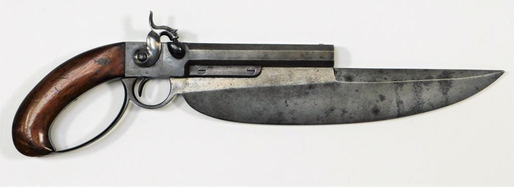 Circa 1837 U.S. Navy Elgin cutlass pistol, estimated at $15,000-$20,000