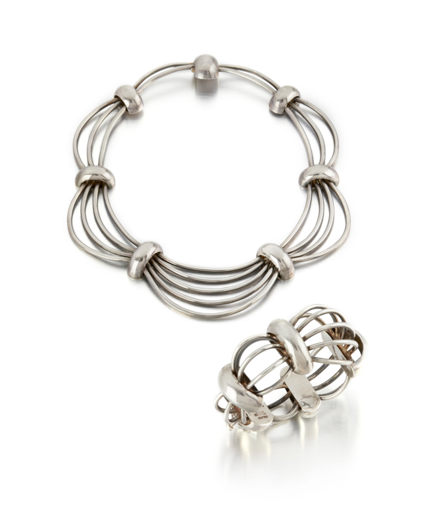 Suite of Antonio Pineda silver ‘Birdcage’ jewelry, sold for $10,625 